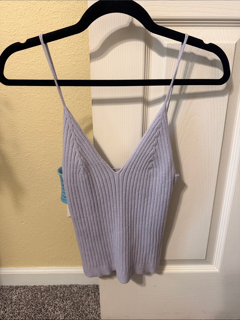 Pink Lily Light Lavender Ribbed V-Neck Spaghetti Strap Cami
